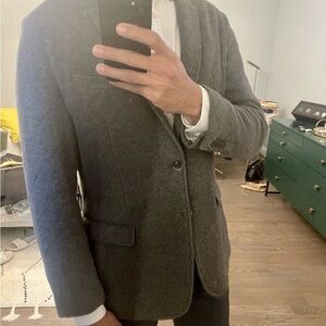 Quilted Blazer Smart Casual Jacket Gray Outerwear Size 40 Regular